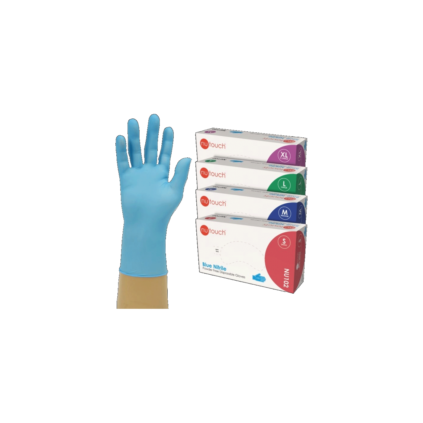 Nutouch Blue Nitrile Powder Free Disposable Glove